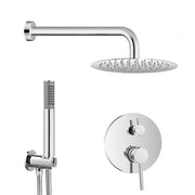 Kit doccia completo con miscelatore York con braccio 35 e soffione 20 inox cromo