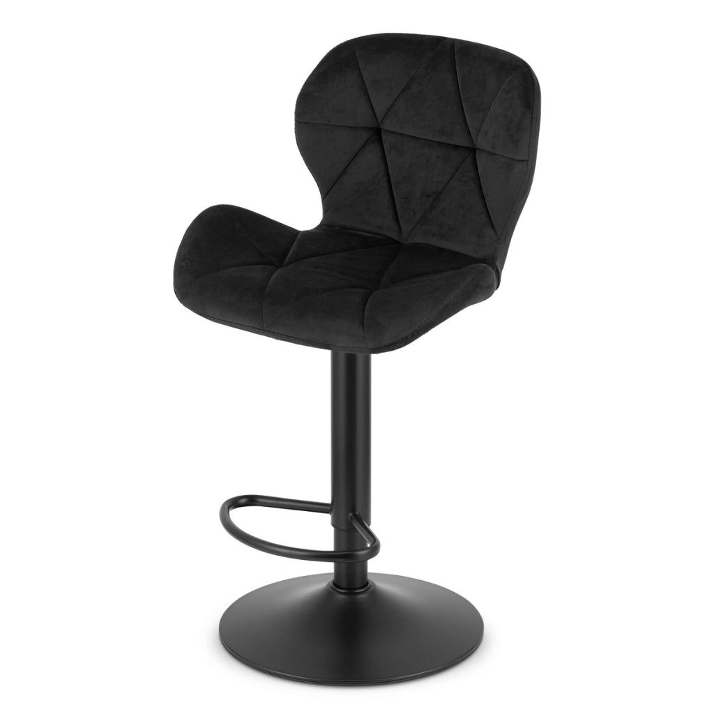 Set di 2 sgabelli bar West in velluto nero con base girevole