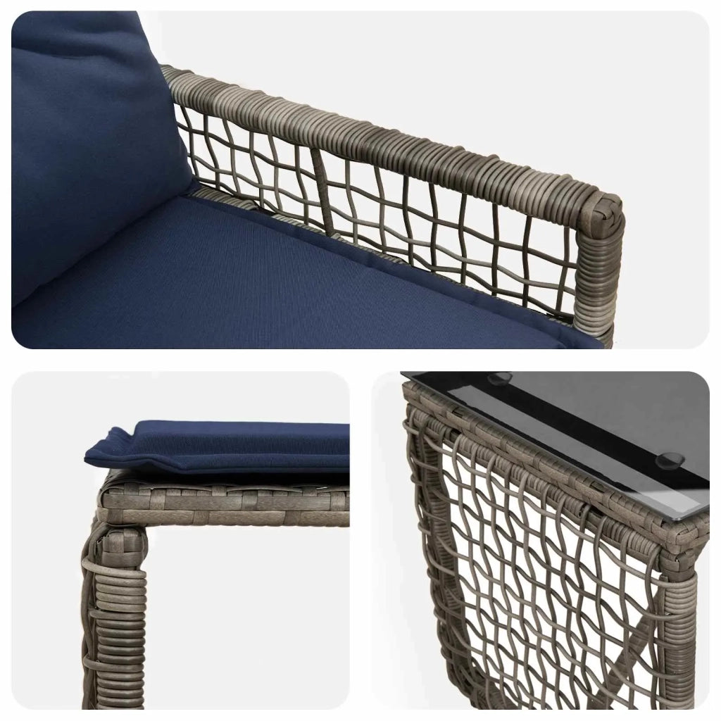 Set di Mobili da Esterno con cuscino 5 pcs Grigio e Blu Navy 42025172