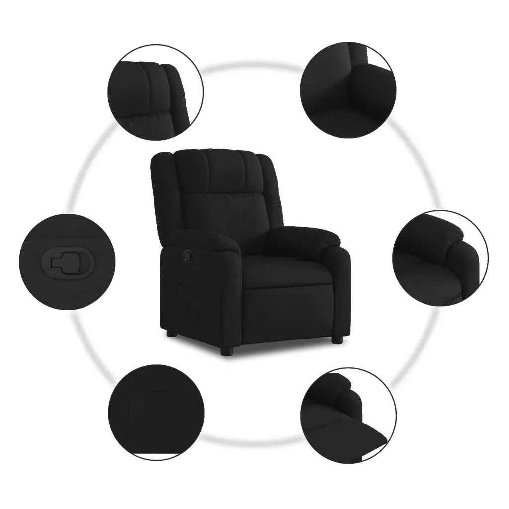 Poltrona | Sedia Relax Reclinabile in Tessuto Nero