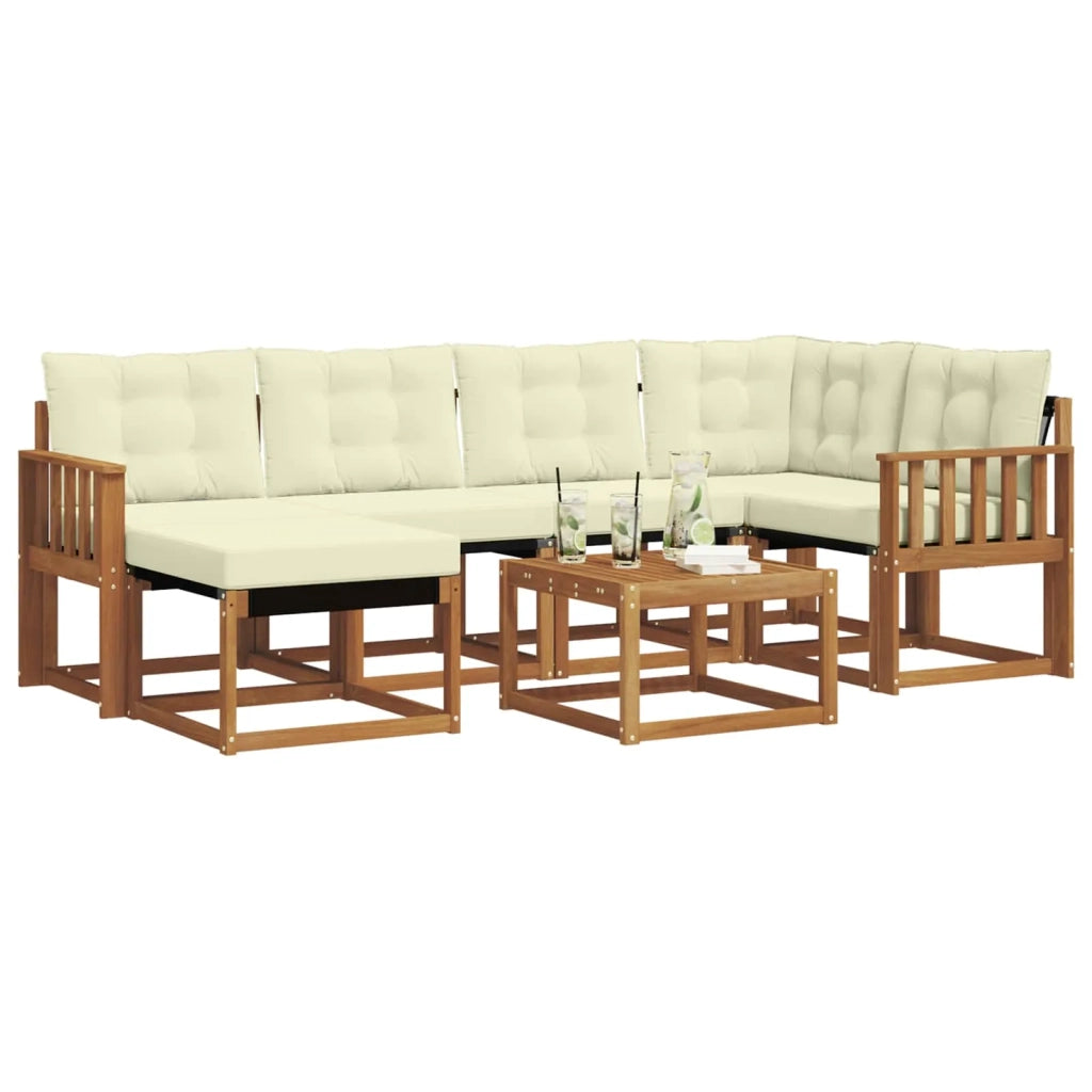 Set di divani da esterno con cuscino 7 pcs Naturale e Crema 3368853