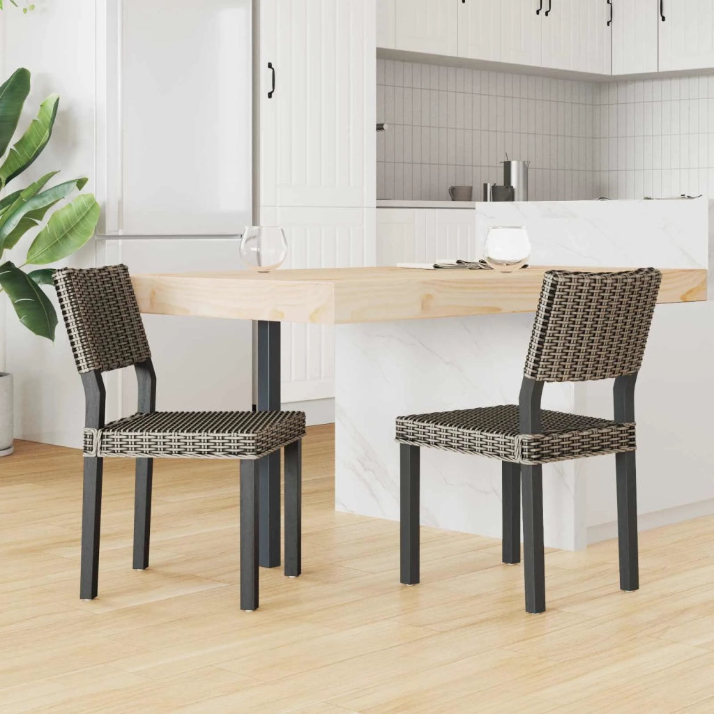 Sedia da pranzo 2 pcs Nero Lavato 46 x 55 x 84 cm Rattan Kubu 42012425
