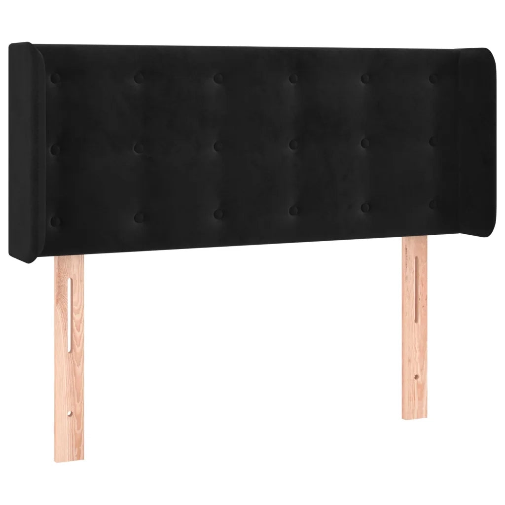 Testiera | Testata ad Orecchio Nera 103x16x78/88 cm in Velluto