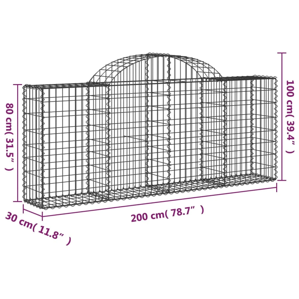 Set di 4 gabbioni ad arco per recinzioni gabbie e muri di contenimento 200 x 30 x 80/100 cm ferro zincato argento 02_0041435