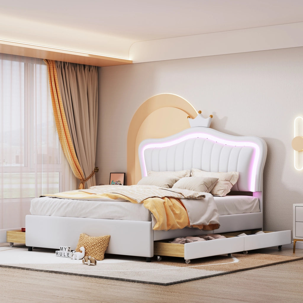 letto imbottito pelle sintetica bianco 140 x 200 cm