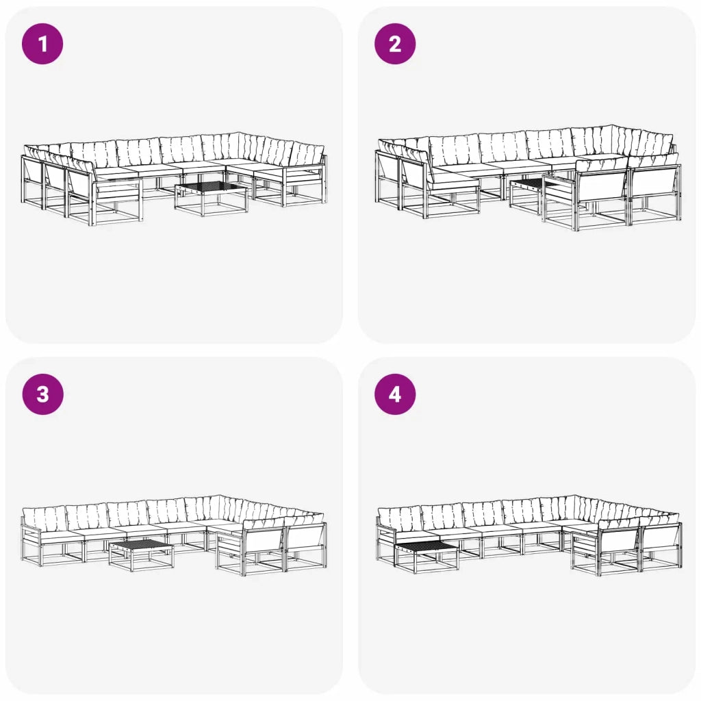 Set di divani da esterno 10 pcs Bianco e Grigio Chiaro 3389085