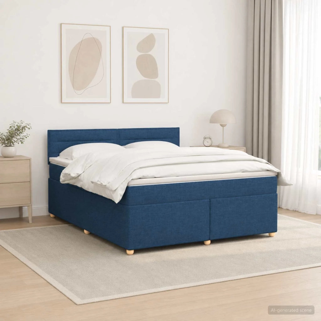 Letto box spring con materasso Blu 180 x 200 cm Tessuto 3452477