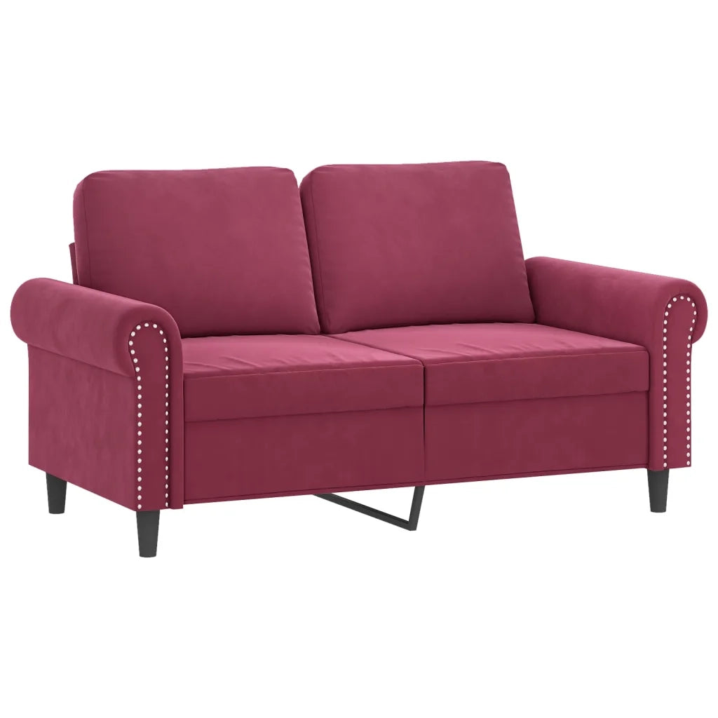 Set di Divani 3 pz con Cuscini Rosso Vino in Velluto 3202224
