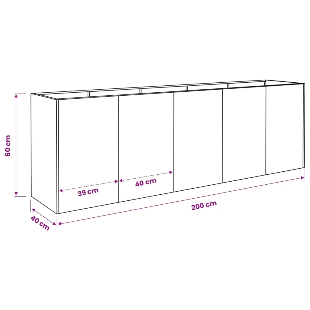Vaso da giardino Antracite 200 x 40 x 60 cm 8005899