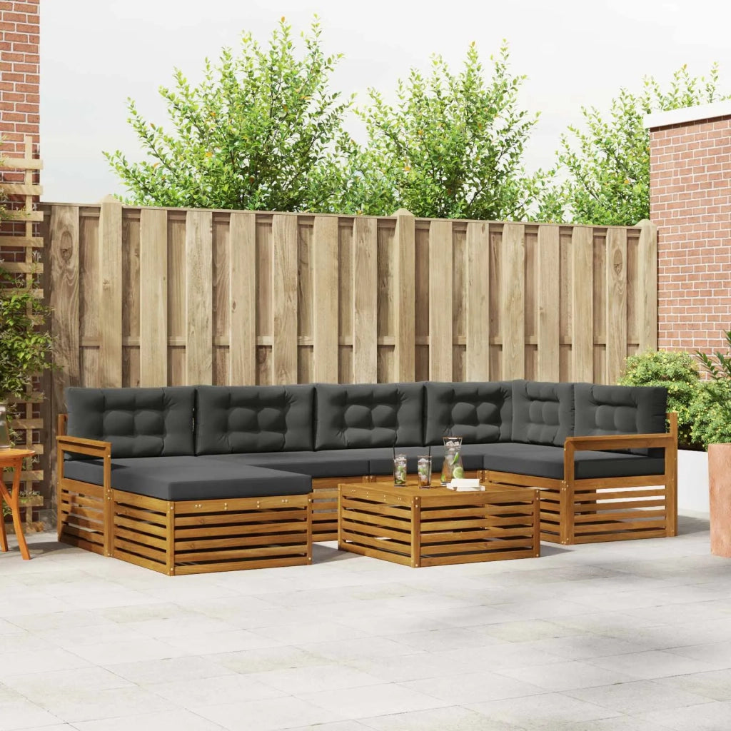 Set di divani da esterno con cuscino 7 pcs Naturale e Antracite 3373767