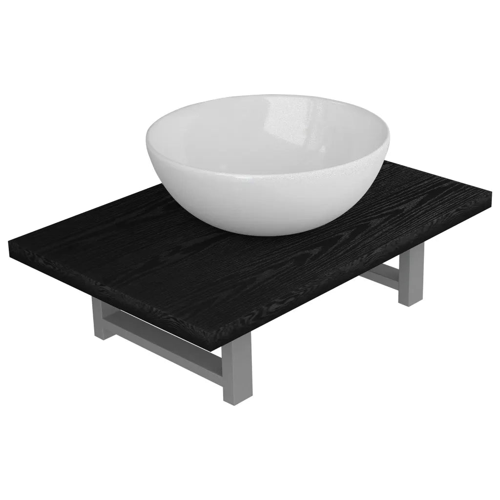 Set Mobili da Bagno 2 pz Ceramica Nero 279336