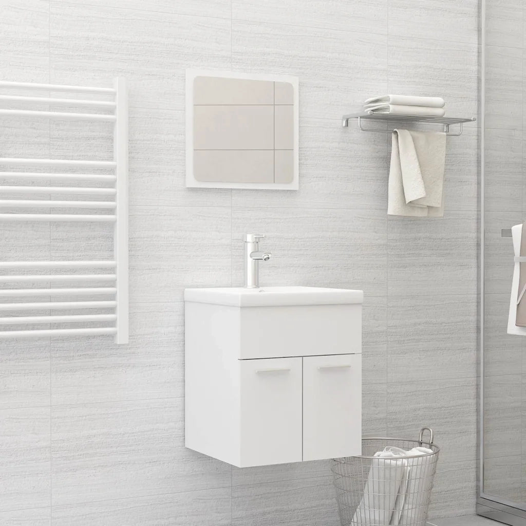 Set Mobili da Bagno Bianco in Legno Multistrato 3070856