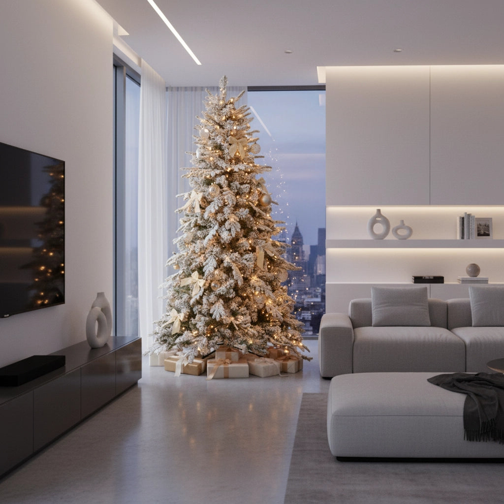 Biancopino albero di natale innevato effetto realistico elegante real touch *** misura h 210, confezione 1