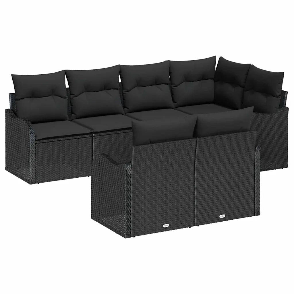 Set Divano da Giardino Nero polyrattan