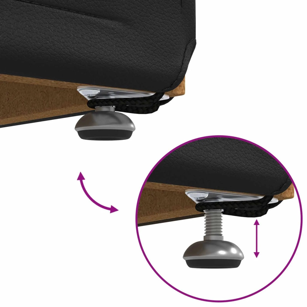 Pouf Nero Pelle Sintetica e Legno Ingegnerizzato 876786