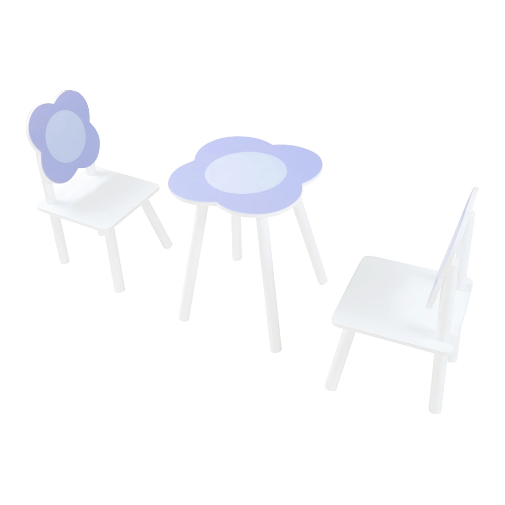 Set Simrishamn Tavolo e 2 Sedie per Bimbi - Bianco / Viola [en.casa]