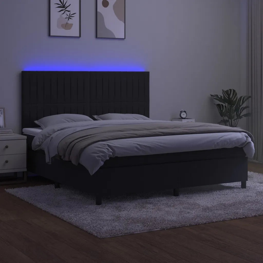 Letto a Molle con Materasso e LED Nero 180x200 cm in Velluto 3136259
