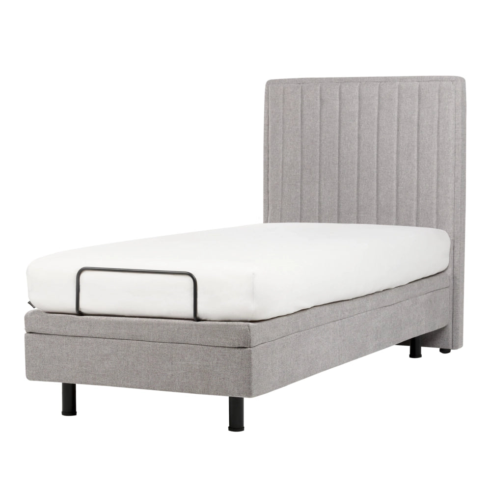 Letto Tessuto Grigio Chiaro Elettrico Regolabile con Telecomando 90 x 200 cm