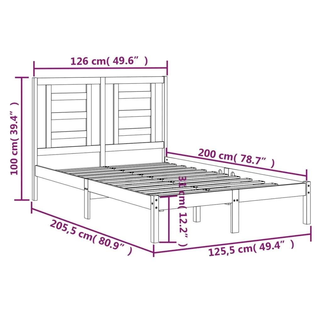 Giroletto senza Materasso Bianco 120x200 cm Legno Massello Pino 3104344