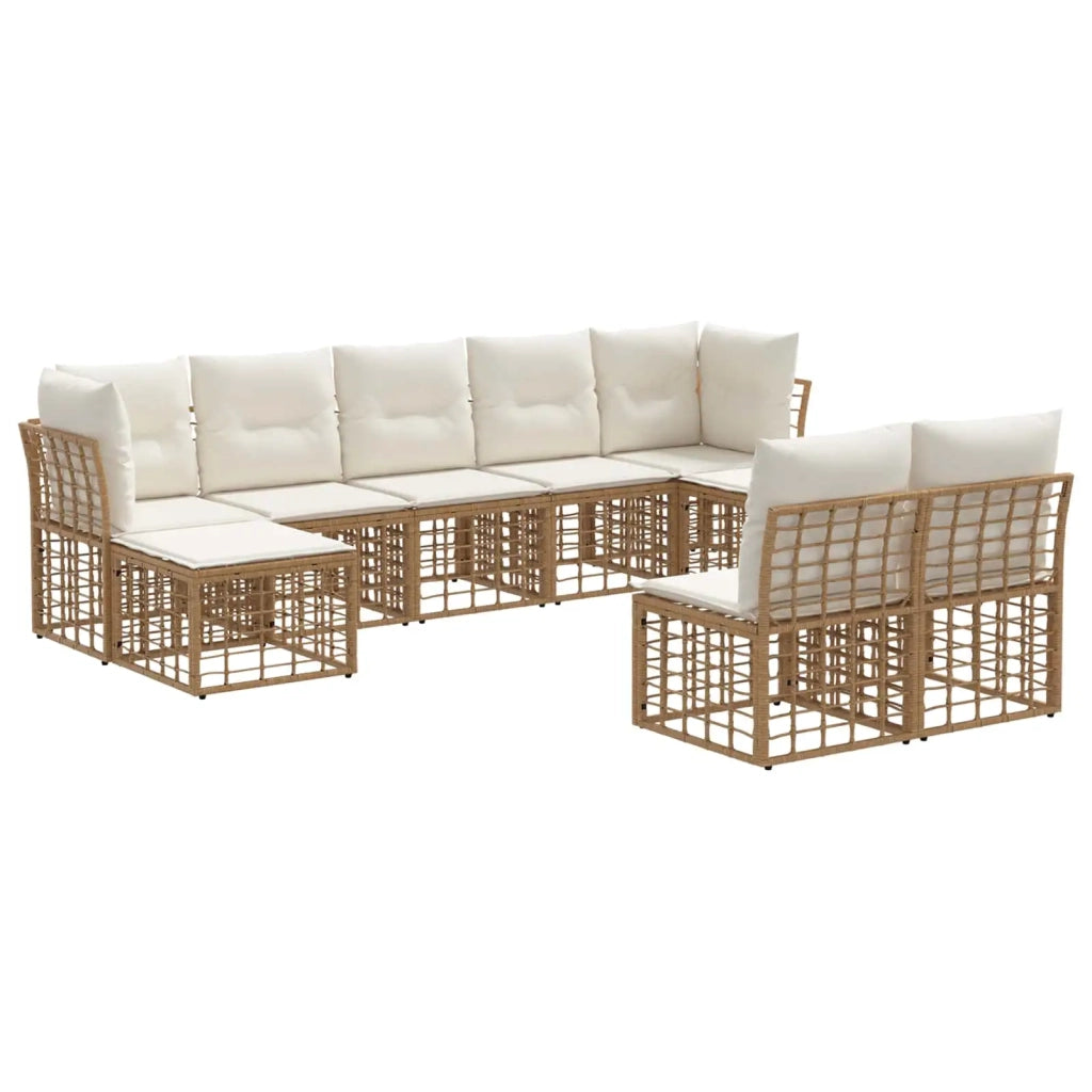Set di divani da esterno Naturale e Bianco Crema Poliestere 3437558