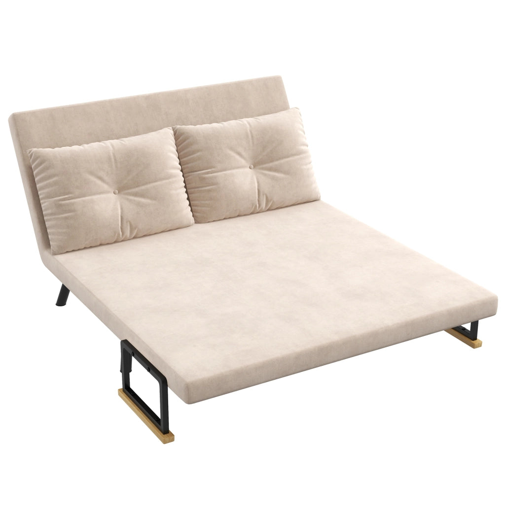 Divano letto 2 posti in velluto ¨C Xylo ¨C Beige con 2 cuscini