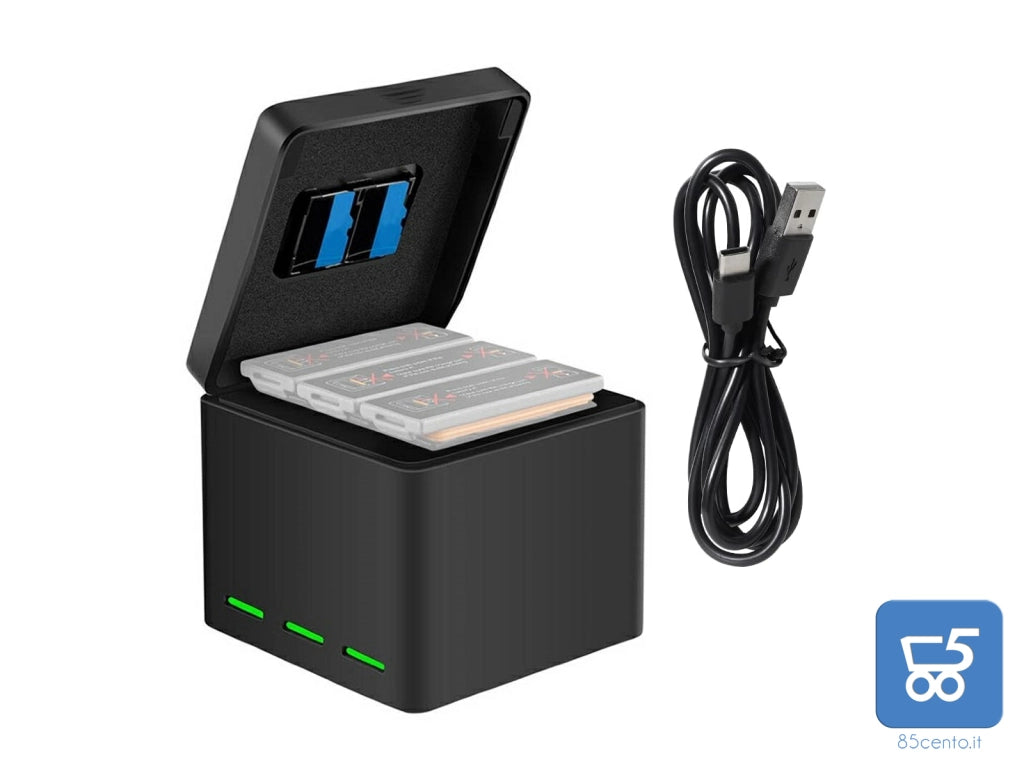 Caricabatterie Telesin per 3 batterie Osmo Action OS-BCG-003 con Cavo USB Type C