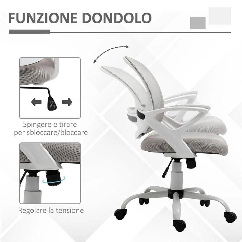 SEDIA ERGONOMICA DA UFFICIO CON ALTEZZA REGOLABILE IN TESSUTO A RETE GRIGIO