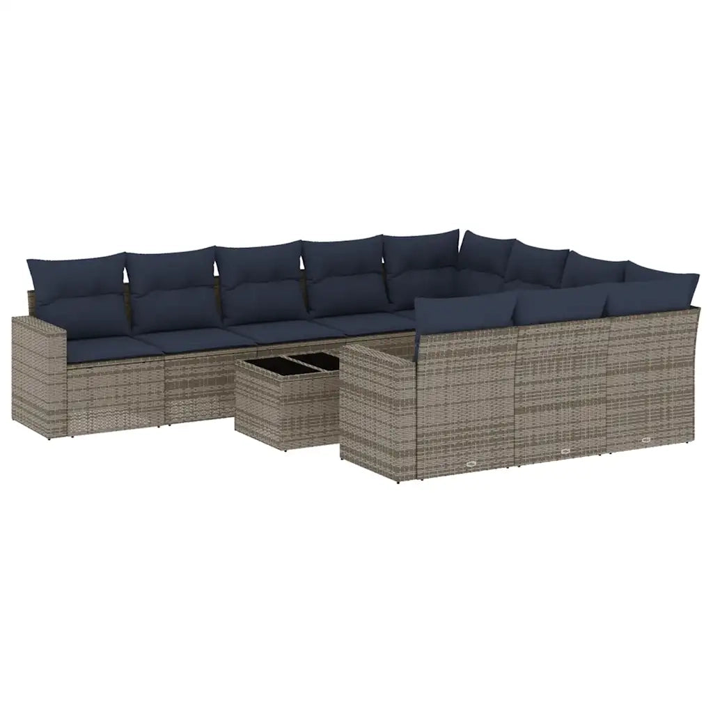Set Divani da Giardino 11 pz con Cuscini in Polyrattan Grigio 3219491