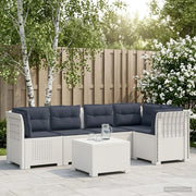 Divano da Giardino 5 Posti con Cuscini Stile Rattan PP Bianco 3444097