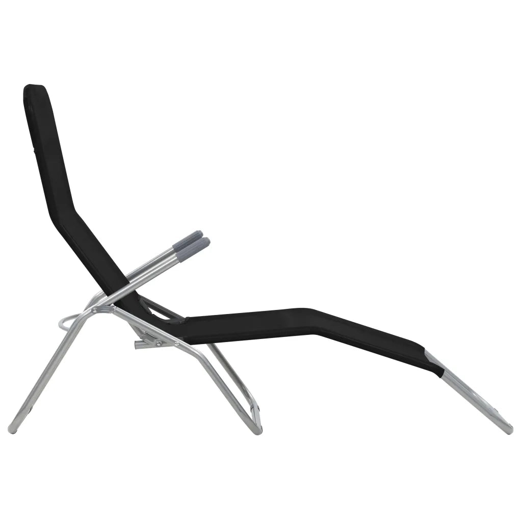 Lettini Prendisole Pieghevoli 2 pz in Textilene Nero 44338