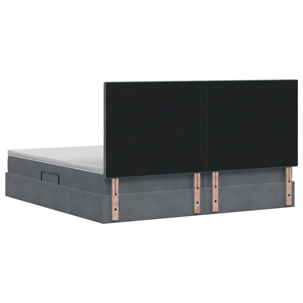 Letto con contenitore e materasso Grigio Scuro 200 x 200 cm 3459772