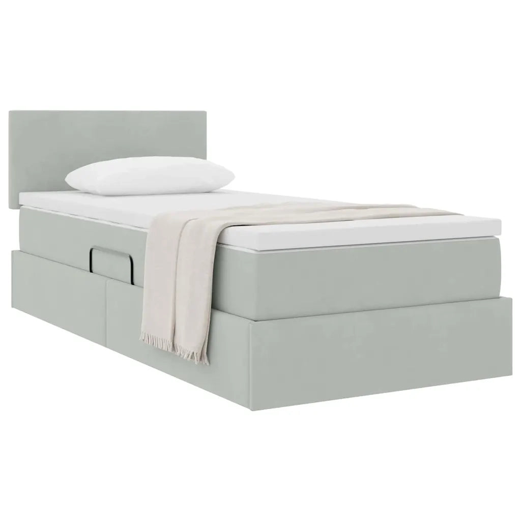 Letto con Contenitore Grigio chiaro 90 x 190 cm Velluto
