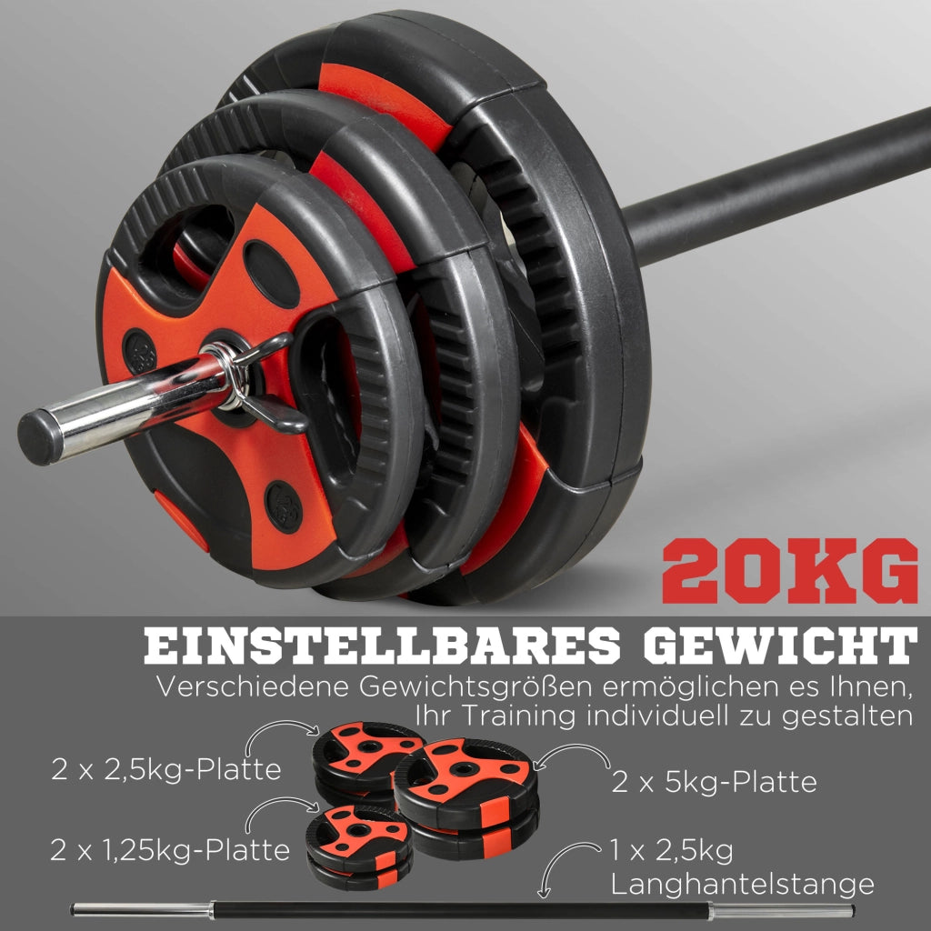 Set manubri 20 kg con 6 dischi ¨C zephmum ¨C nero+rosso