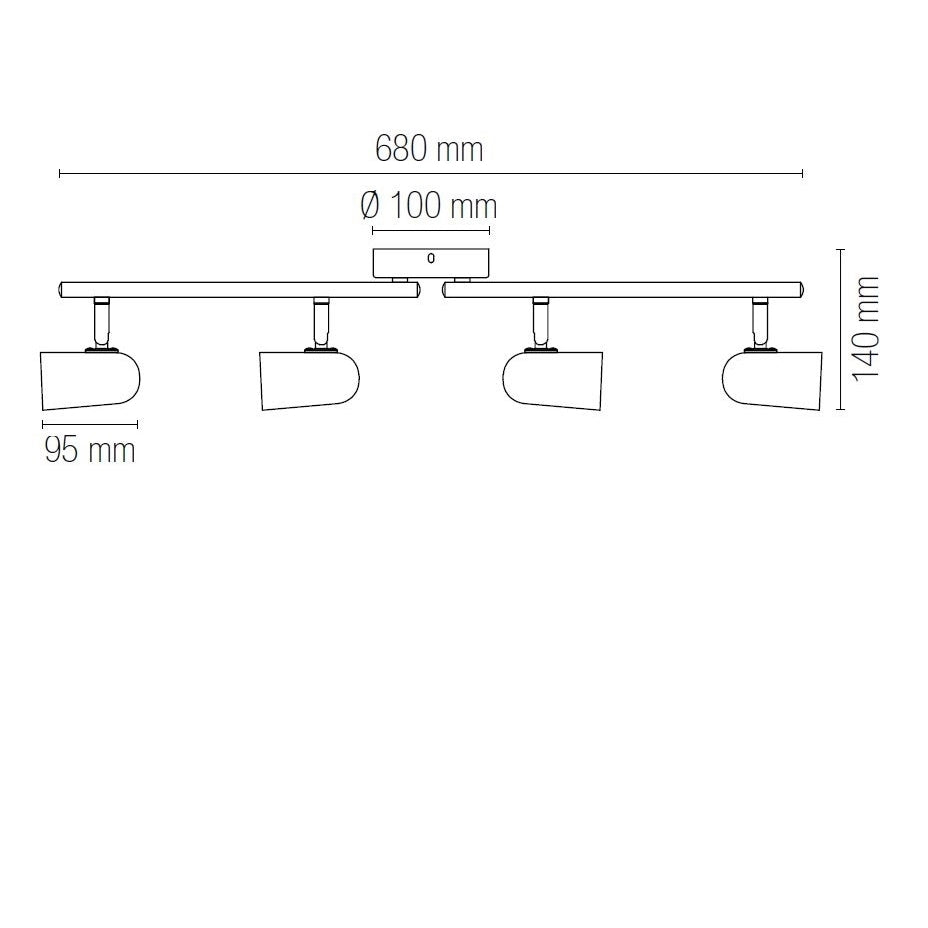 BARRA 4 SPOT PUNTO BIANCA E27 68XH14CM.
