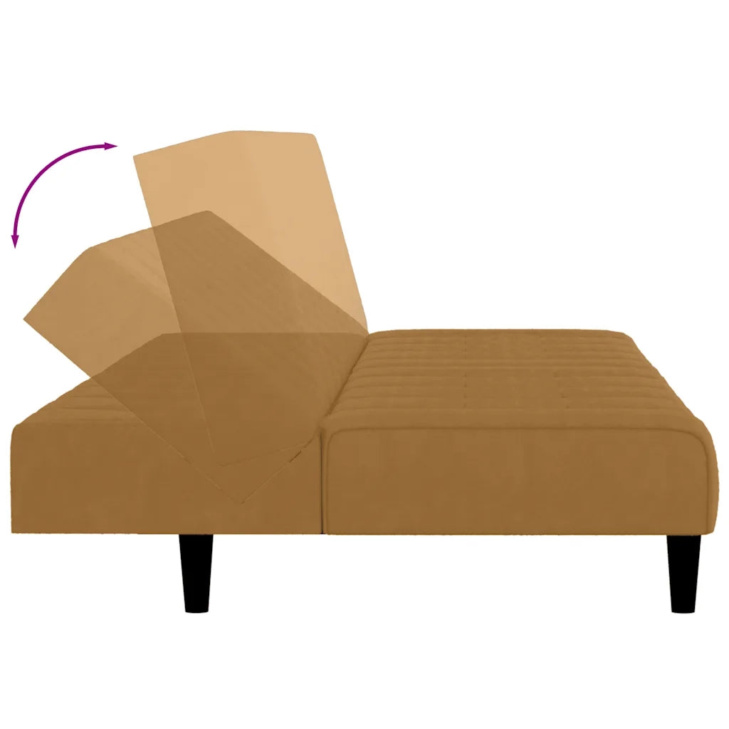 Divano Letto a 2 Posti Marrone in Velluto 375771