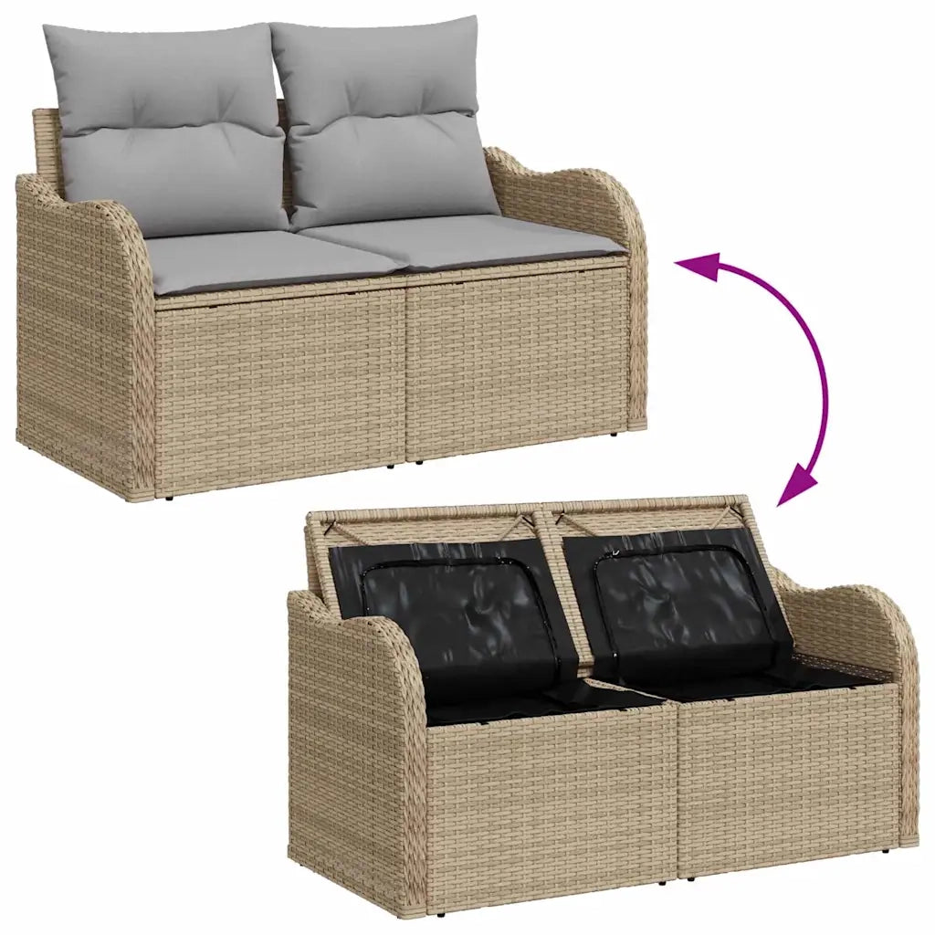 Set Divano da Giardino con cuscino 7 pcs Nero Poly Rattan 3354399