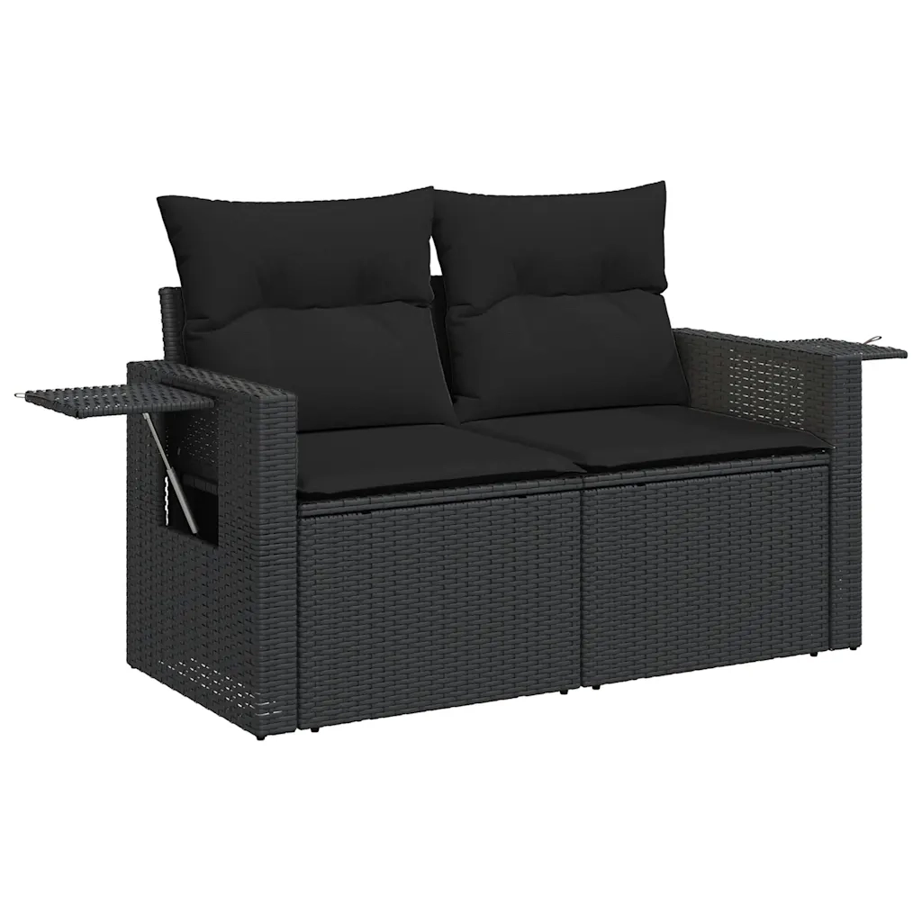 Set Divano da Giardino 6 pz con Cuscini Nero in Polyrattan 3325471