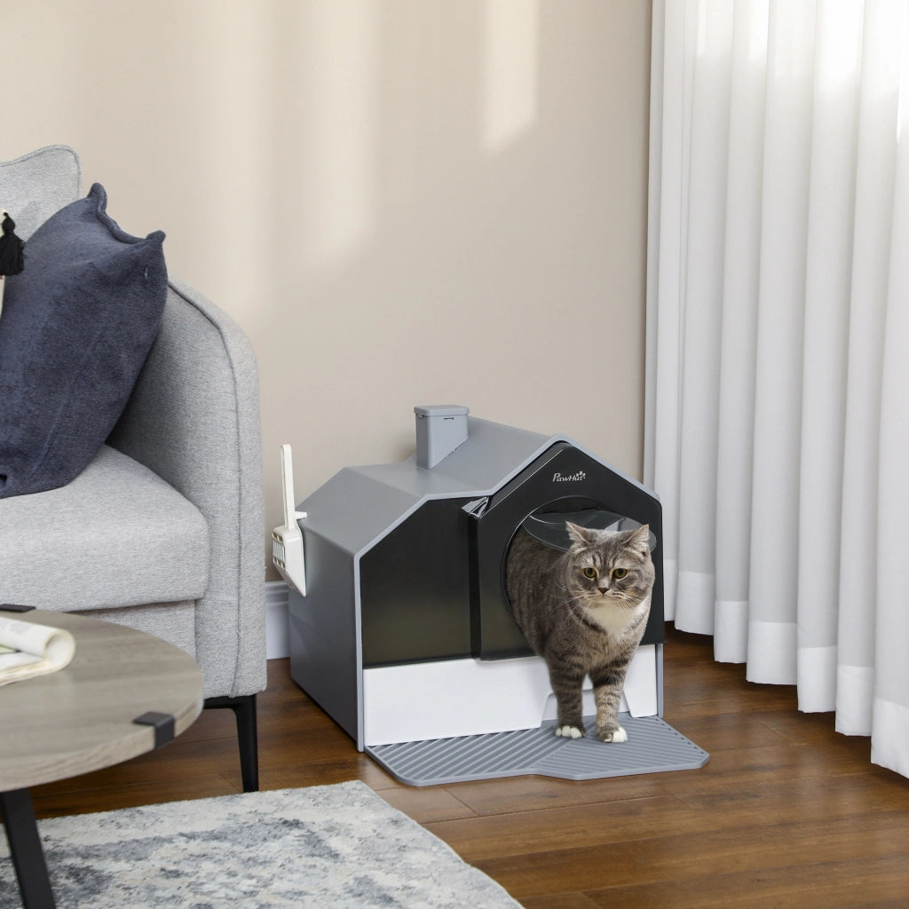 Casetta per Gatti con Cassetto ¨C Minimal ¨C Grigio 47x45x42 cm