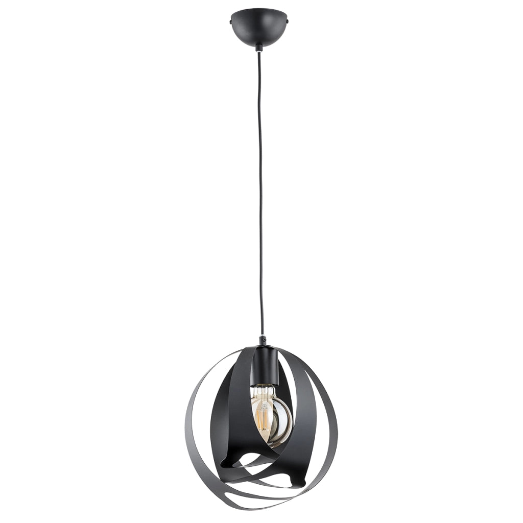 Lampada a sospensione WAVE design nera metallo 1xE27 15W Alfa