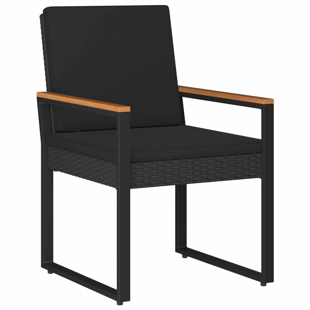 Set di Mobili da Esterno con cuscino 4 pcs Nero polyrattan 42025324