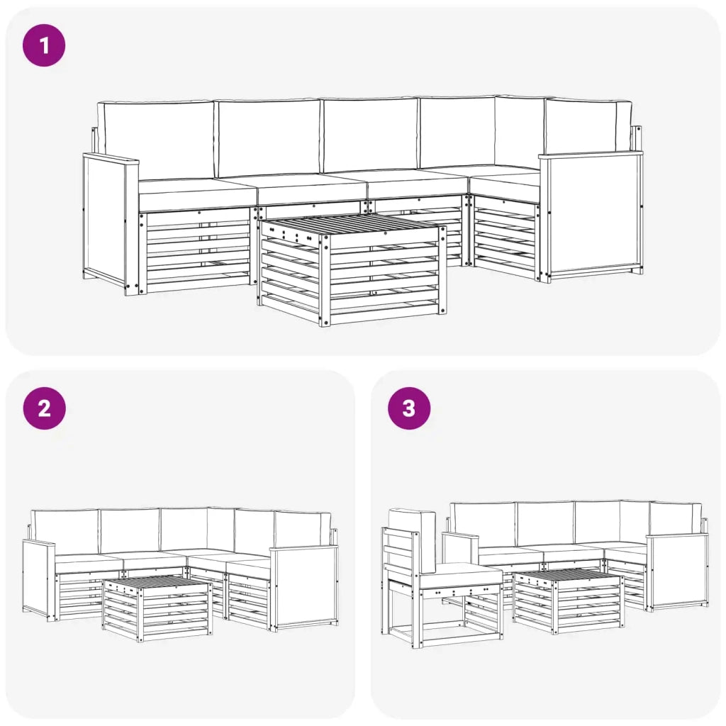 Set divano sezionale con cuscino 5 pcs Naturale e Antracite 3384388