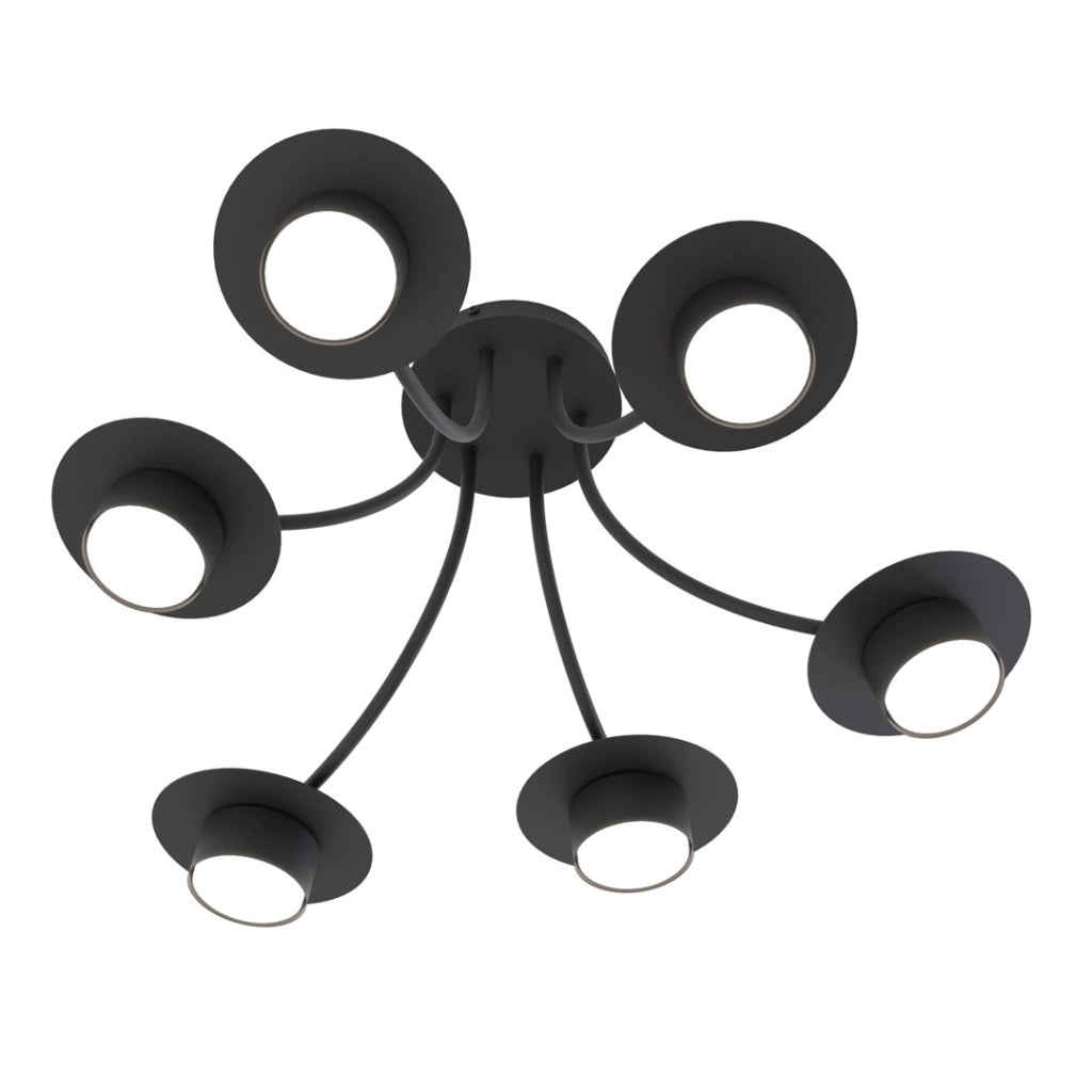 Plafoniera ENSO elegante nera metallo 6 luci GX53 12W Emibig