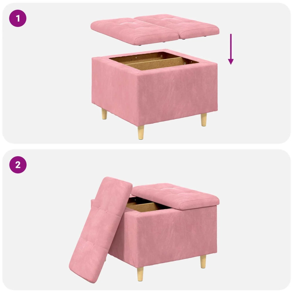 Pouf contenitore con cuscino Rosa 60 x 60 x 45 cm Velluto 876828