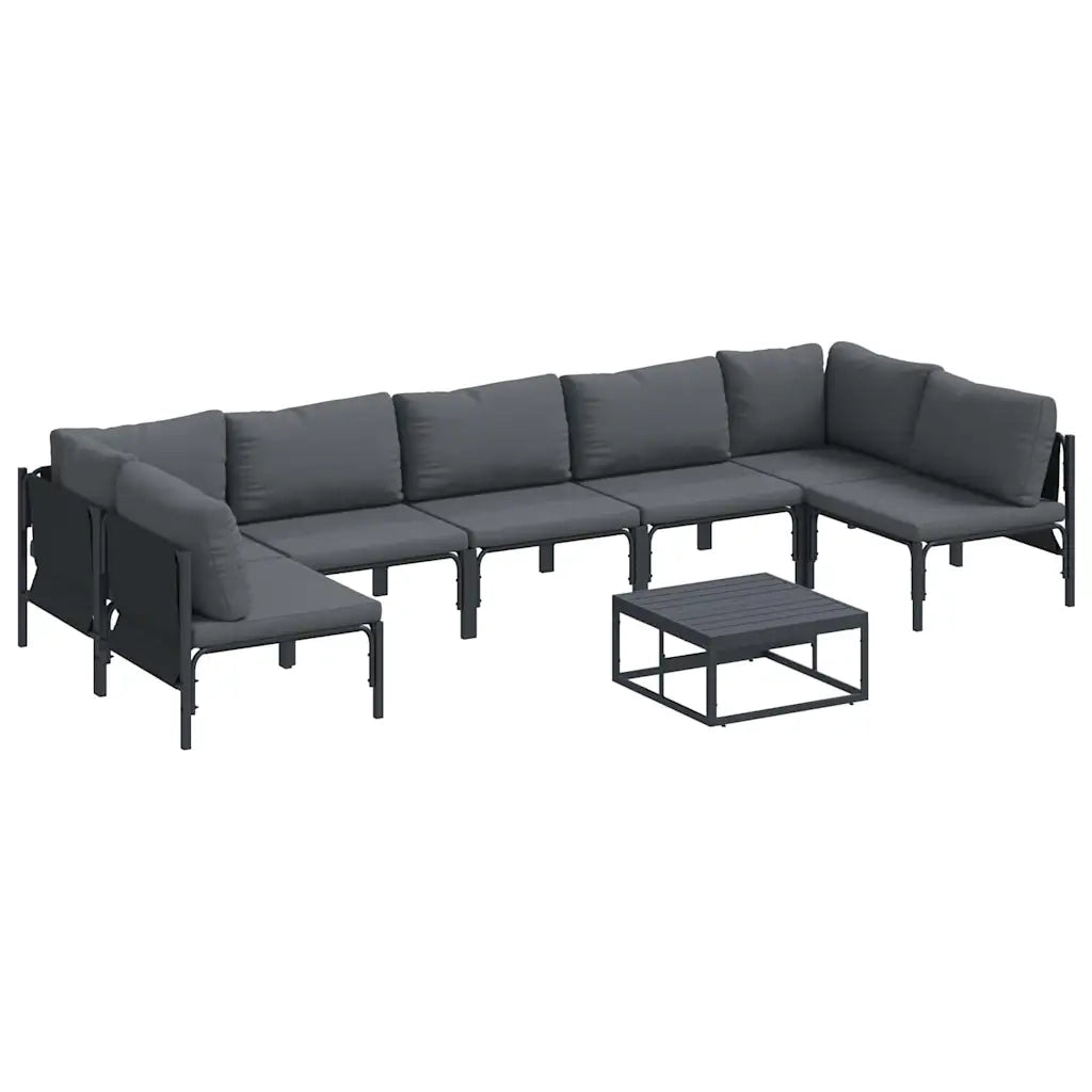 Set Divano da Giardino con cuscino 8 pcs Nero Acciaio 3378983