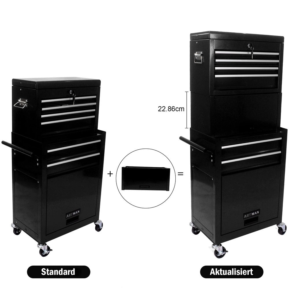Cassettiera con Ruote e Cassetti Rimovibile per Garage ¨C MINIMAL ¨C Nero