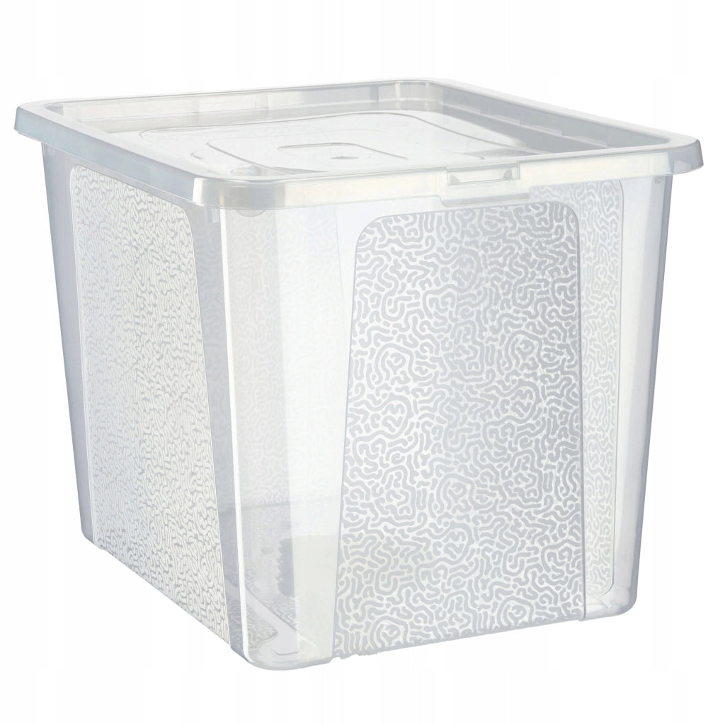 Contenitore in plastica KADAX da 30 litri con coperchio, trasparente e richiudibile, grande scatola