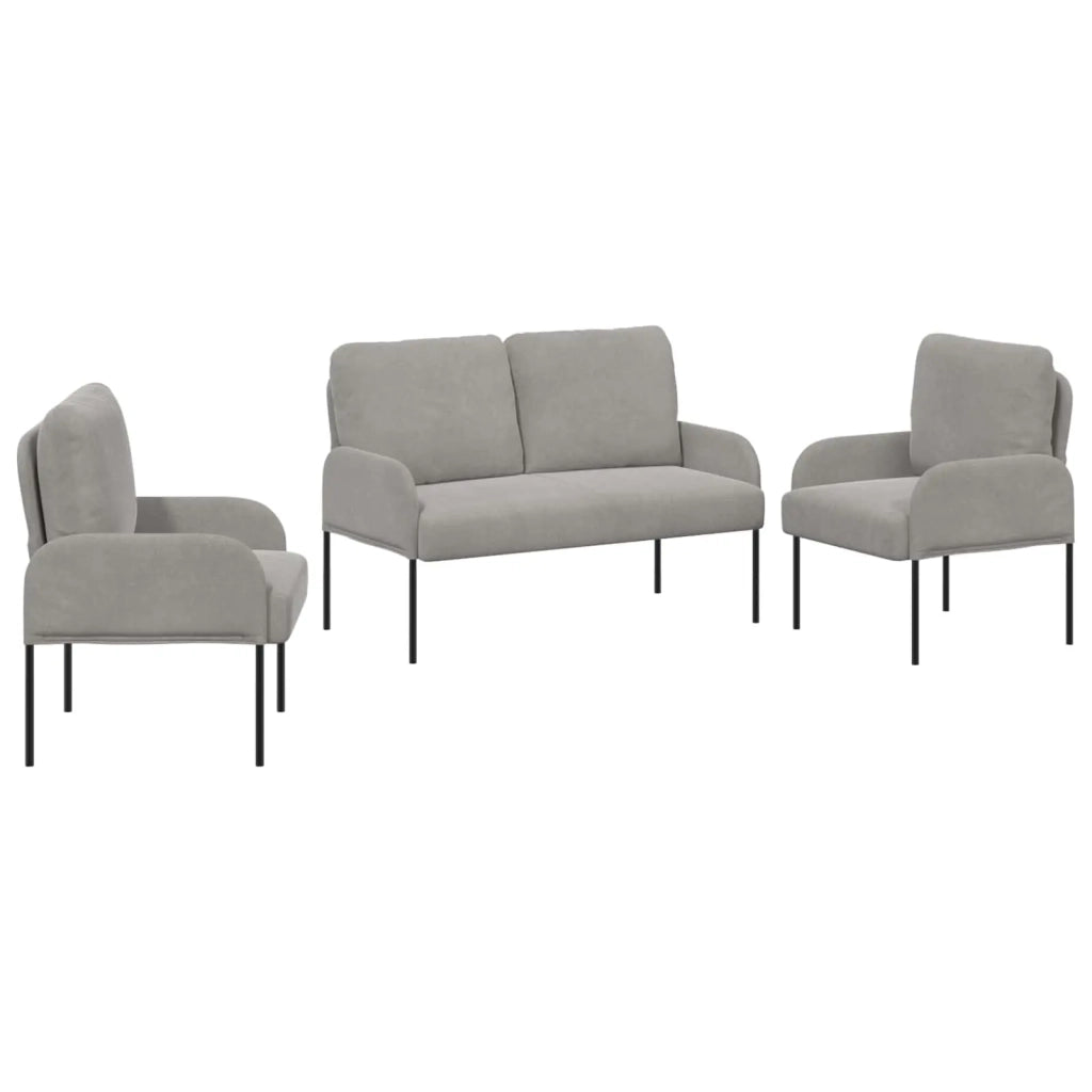 Set divani con cuscino 3 pcs Grigio chiaro 115 x 56 x 80 cm 3406217