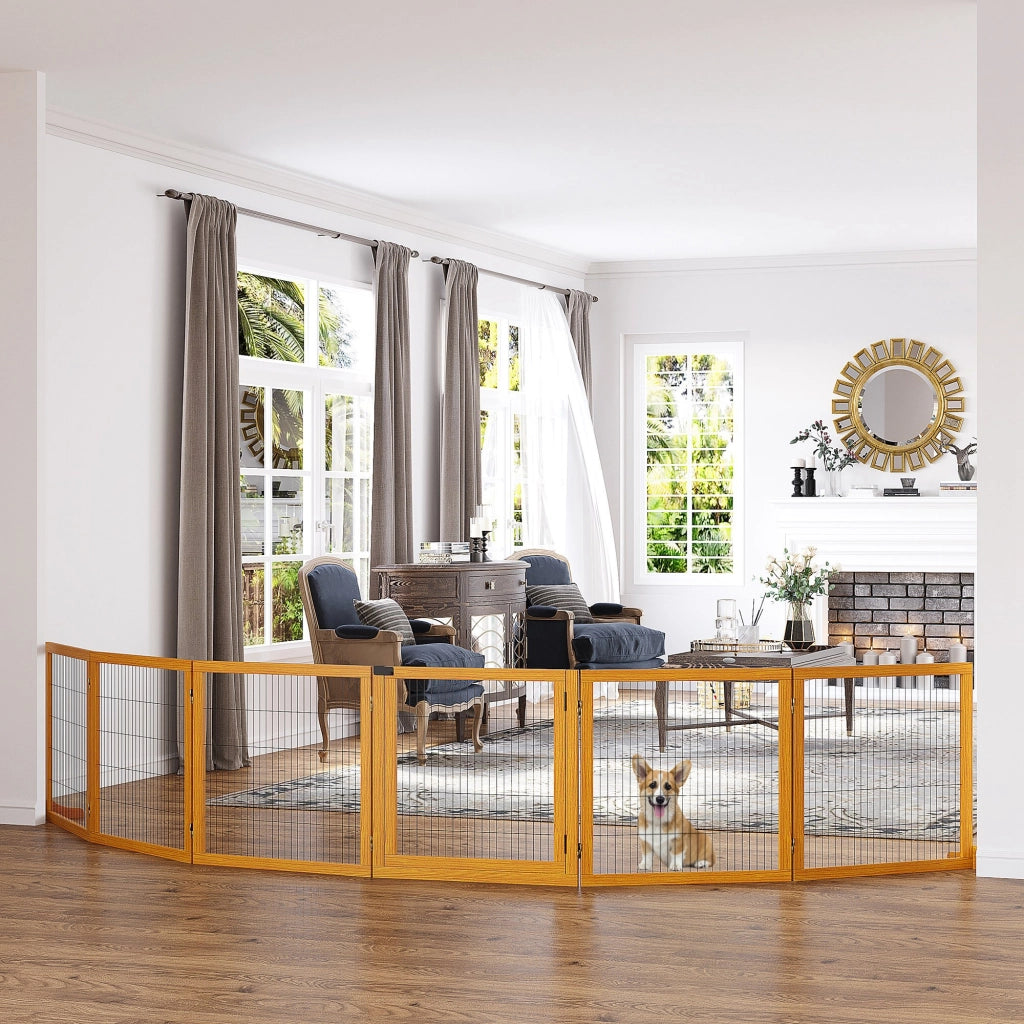 Cancello per Cani Pieghevole ¨C Minimal ¨C Legno e Acciaio 432x36x70cm