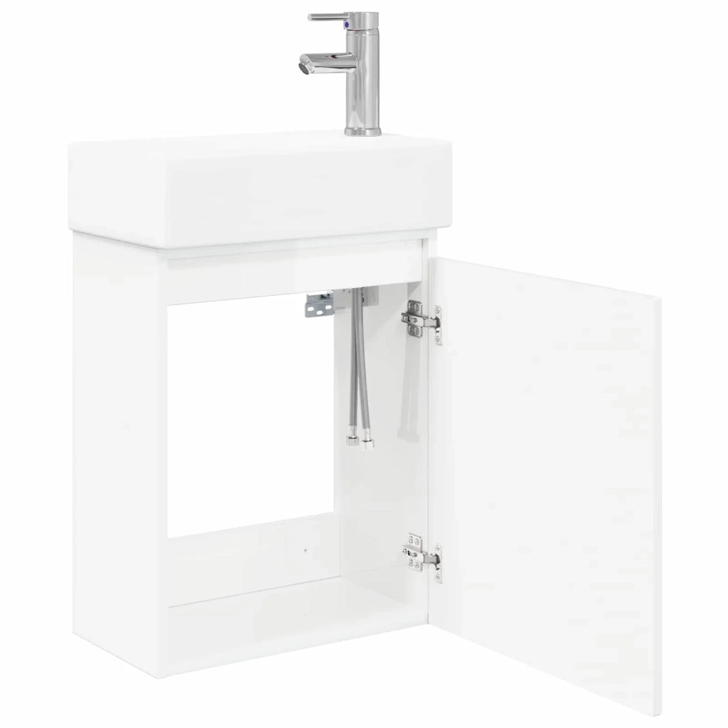 Mobile Bagno | Armadio da bagno con rubinetto Bianco Lucido 45,5 x 22,5 x 84 cm