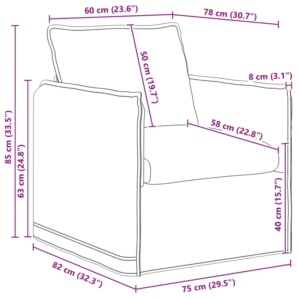 Divano Grigio chiaro 75 x 82 x 85 cm Tessuto 42024504